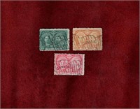 CANADA 3 USED FLAG CANCEL QV JUBILEE STAMPS