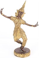 BRONZE AND GOLD GILDED THAI STATUE OF APSARA