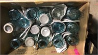 16 blue old fruit jars most of them have lids and