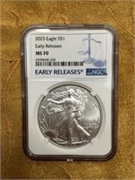 NGC 2023 $1 EARLY RELEASE 1 OZ SILVER DOLLAR MS70