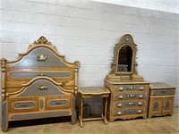 4 Pc. Vtg. Cottage Painted Bedroom Suite