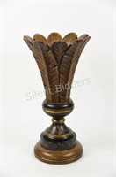 Wooden Carved & Painted Decorative Mantel Vase