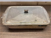 Glass dish with silver lid and handles