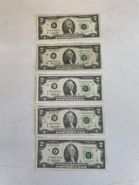 5 $2.00 Bills