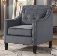 Grey Suede Fabric Accent Chair