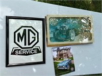 MG Service sign, MG Clock, plus