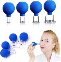 (N) 4 PCS Glass Facial Cupping Set | Silicone Vacu