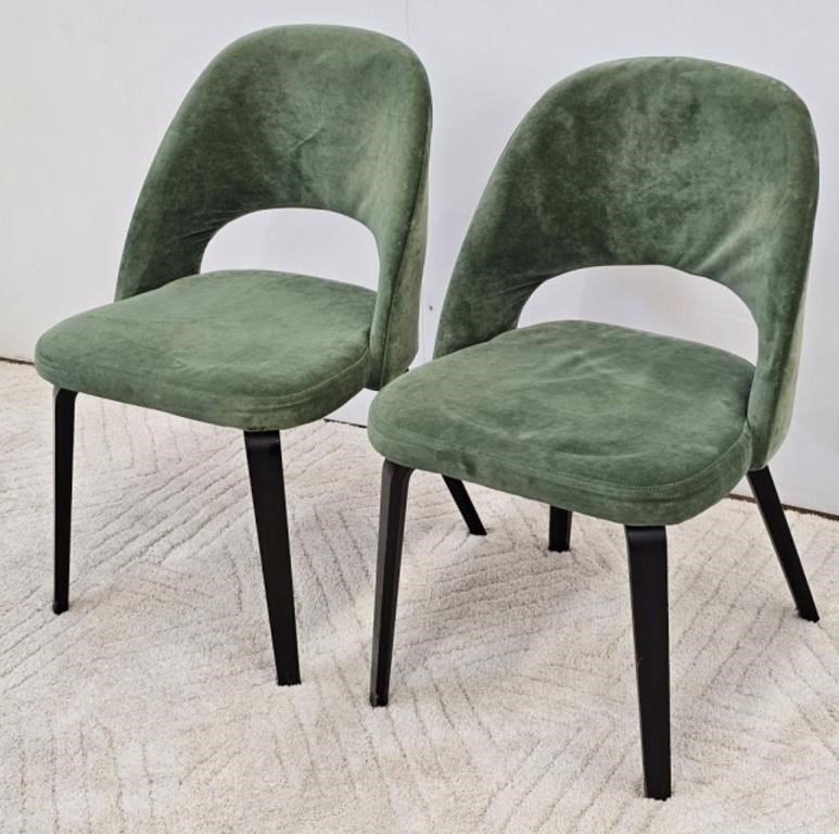 2 GREEN FABRIC DINING CHAIRS BY ISA INTERNATIONAL