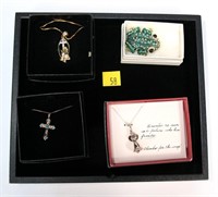 18K over sterling chains and crosses and Jackie