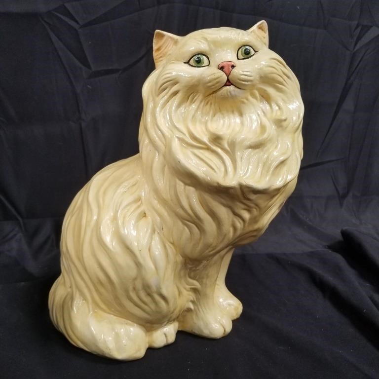 Ceramic long-haired cat figure