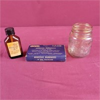 Vintage Medicine Jars and Empty Bandage Box