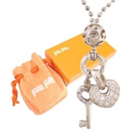 Folli Follie Rhinestone Heart & Key Necklace