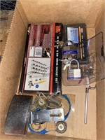 2 box lot socket sets, security lock with key,