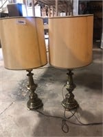 (2) Matching Brass Tone Lamps w/ Shades