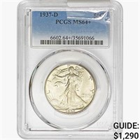 1937-D Walking Liberty Half Dollar PCGS MS64+