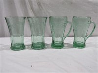 4 Georgia Green Coca Cola Glasses 6 1/2" T