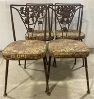 (AN)  Metal framed chairs with floral design.