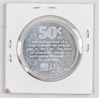 50 CENTS OFF McDONALDS COIN TOKEN 1980s