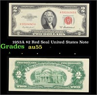 1953A $2 Red Seal United States Note Grades Choice