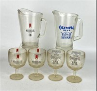 Michelob & Olympia Beer Pitchers & Goblets