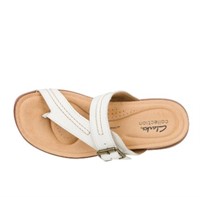 Clarks Brynn Madi White Leather Sandals Size 7