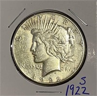US 1922S Silver PEACE Dollar