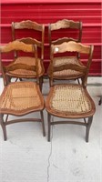 Set of Four Cane Seat Chairs
