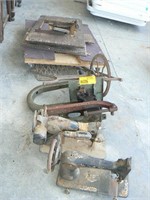 2 OLD SEWING MACHINES, TREADLE, PIECES TO A SAW