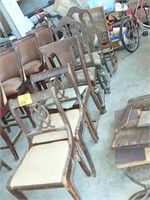 5 OLD CHAIRS, ROCKING CHAIR WITH CANE BACK