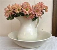 Pretty pitcher and bowl approx 12 inches