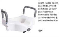 Vaunn Raised Toilet Seat and Elevated Commode Boom