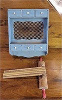 Blue Shelf Rack & Rolling Pin Clothes Wall Hanger