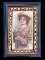 CA. 1900 GIBSON GIRL W/ HORSE HEAD RIDING CROP