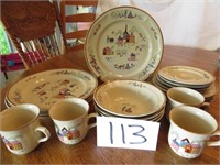 Newcor Stoneware - 4 Large Plates, 4 Bowls, 4
