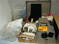 REVERE 888 PROJECTOR, VINTAGE SUITCASE, JEWELRY