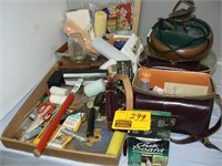 PAINTING SUPPLIES, COPPER FOUNTAIN, CAMERA BAG,