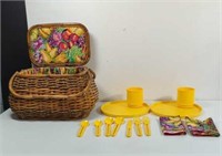 Picnic Basket With Dinnerware For Two