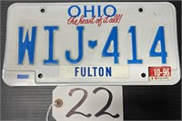 1996 Ohio Heart Of It All License Plate