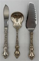 Sterling Silver Sugar Spoon, Knife, & Small Server
