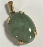 10k Gold And Jade Pendant