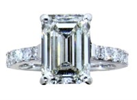 14k Gold 6.72 ct Emerald Cut VS1 Lab Diamond Ring