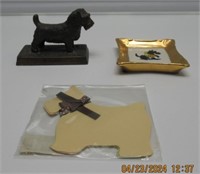 4"L COPPER SCOTTIE DOG PAPERWEIGHT & PIC & NOTE