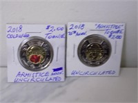 2018 Canada Armistance Anni Col/ Plain UNC Toonies