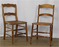 PAIR OF SOLID LADDER BACK CHAIRS