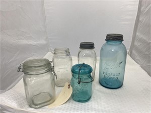 5 Canning Jars & lids 1 missing lid