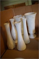 Lot of White Glass Vases