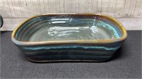 Signed Pottery Casserole Dish/ Serving Tray 13" Lo