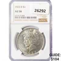 1923-D Silver Peace Dollar NGC AU58