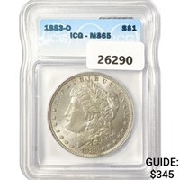 1883-O Morgan Silver Dollar ICG MS65