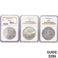 2008 Set (3) American Silver Eagles NGC MS69